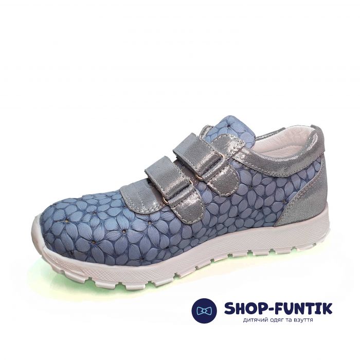 Кроссовки Panda светло-синие с цветочным оттиском 890 F