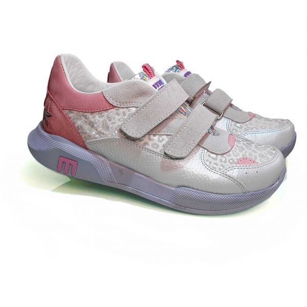 Кроссовки Minimen светло-серые с розовыми вставками 1246