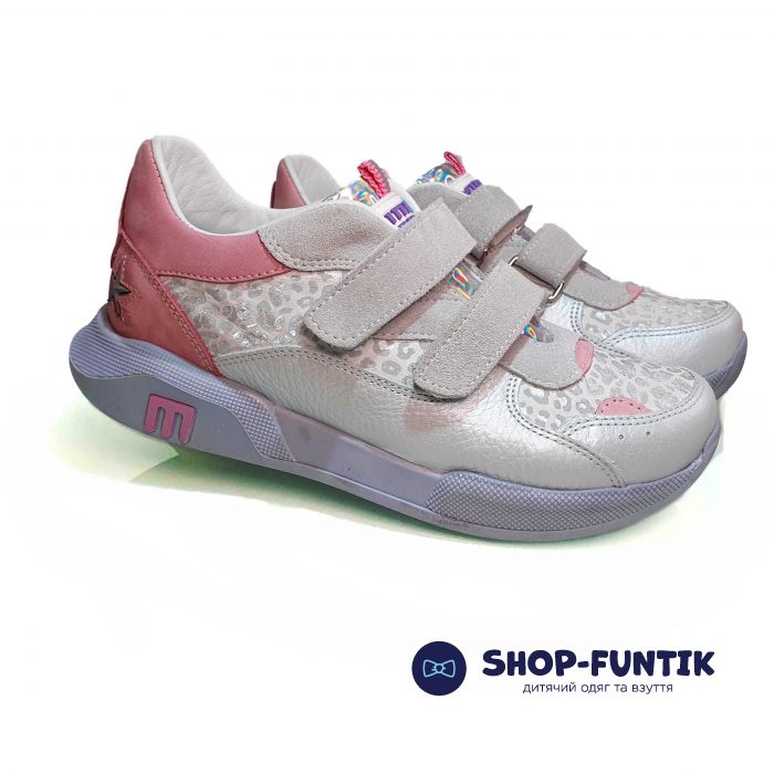 Кроссовки Minimen светло-серые с розовыми вставками 1246