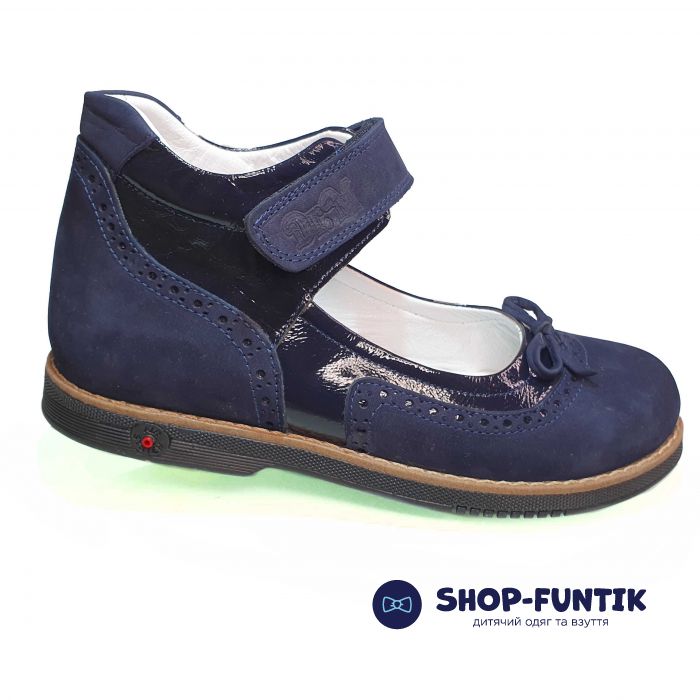 Туфли Dr.Mimi темно-синие с бантиком 1831