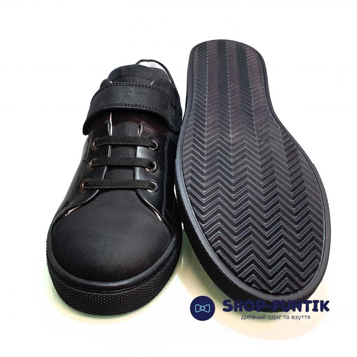 Кроссовки Tunel черные с кожаными вставками 191531