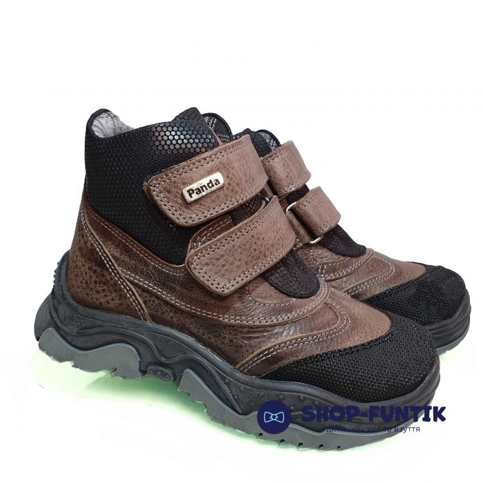 Ботинки Panda коричнево-черные на липучке 42.2