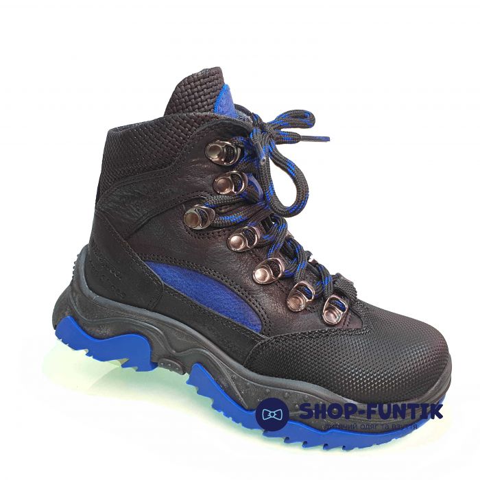 Ботинки  Panda сине-черные на шнуровке 393