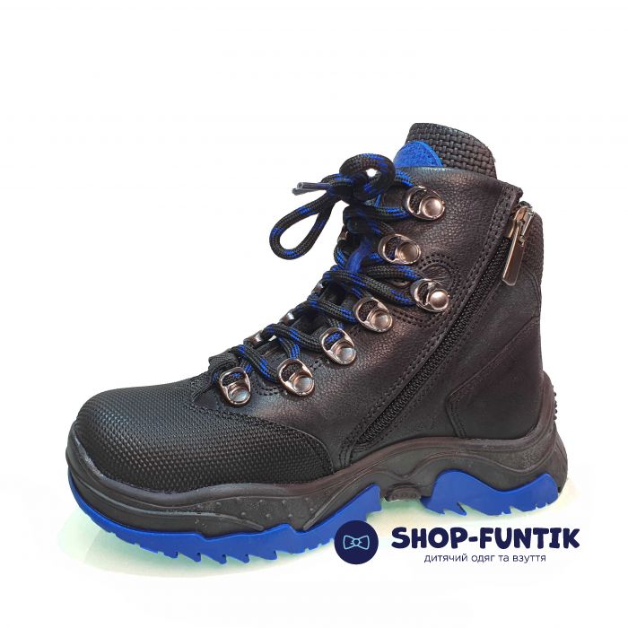Ботинки  Panda сине-черные на шнуровке 393