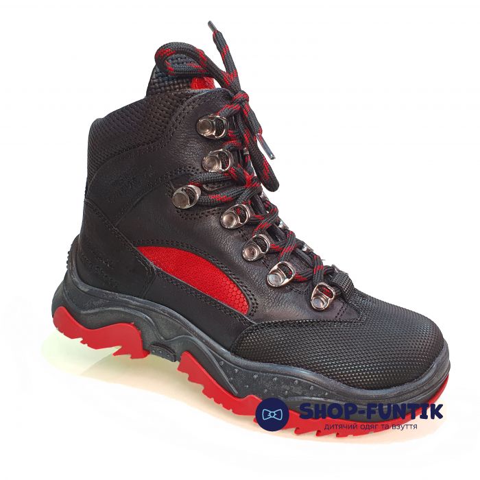 Ботинки  Panda красно-черные на шнуровке 39.2