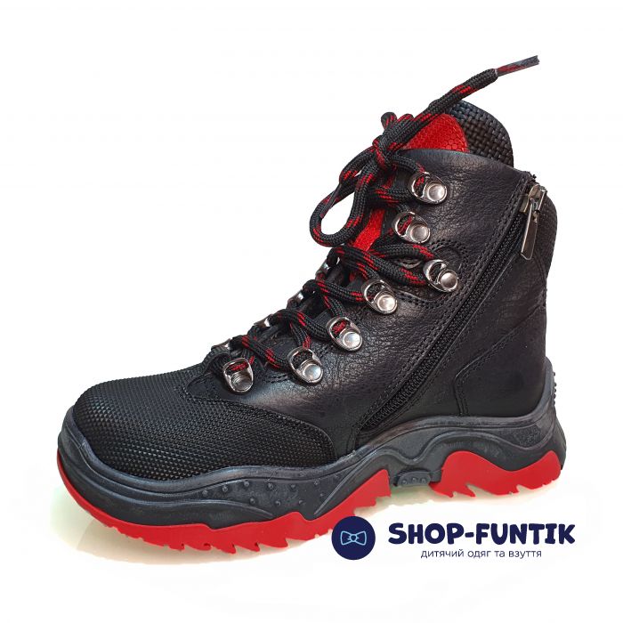 Ботинки  Panda красно-черные на шнуровке 39.2