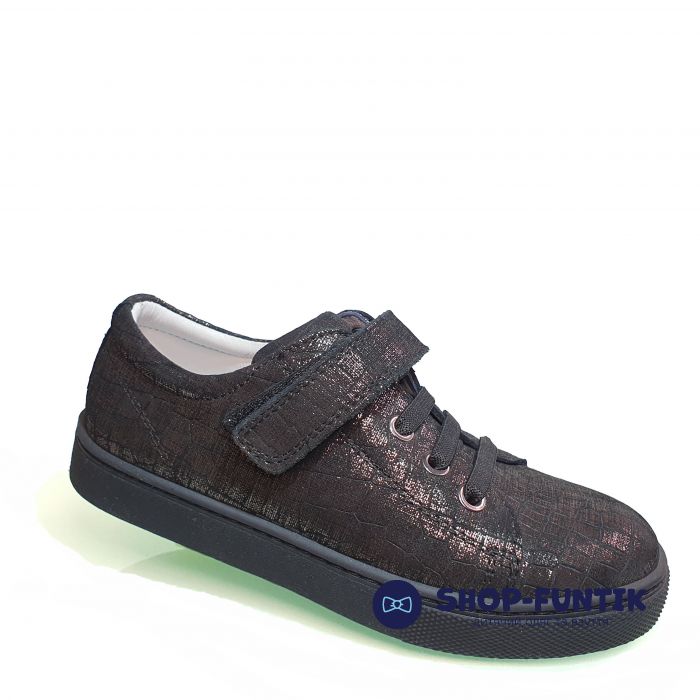 Туфли Tunel темно- коричневые с текстурой под змеиную кожу 161515