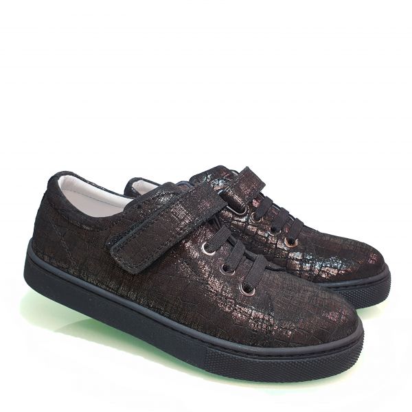 Туфли Tunel темно- коричневые с текстурой под змеиную кожу 161515