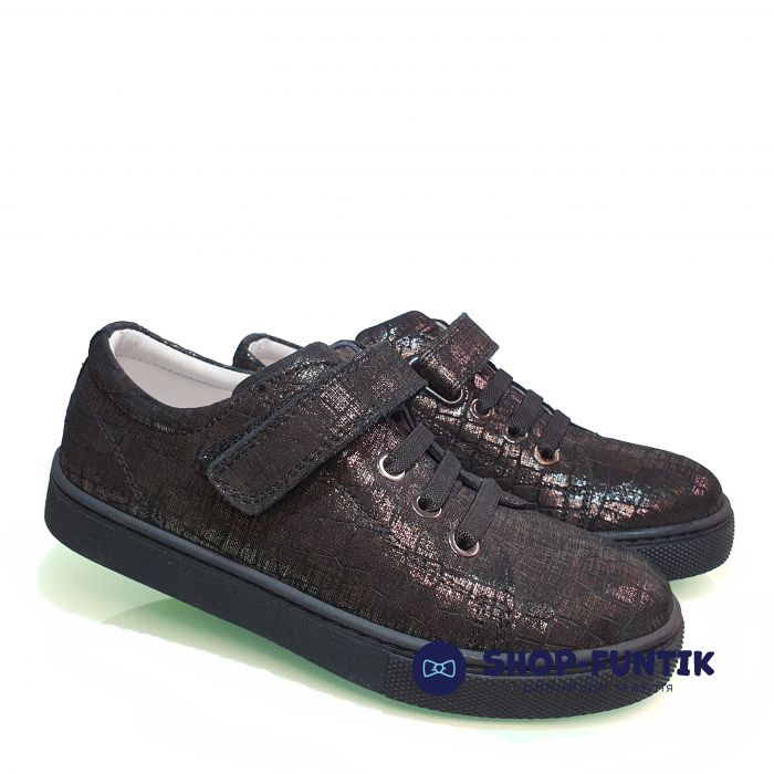 Туфли Tunel темно- коричневые с текстурой под змеиную кожу 161515