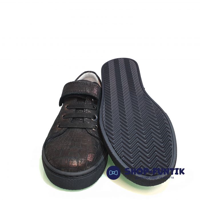 Туфли Tunel темно- коричневые с текстурой под змеиную кожу 161515