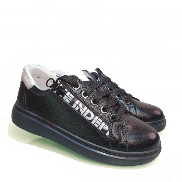 Кроссовки Tunel черные  с боковыми молниями 1918