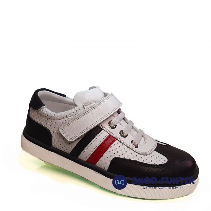 Кроссовки Tunel  белые с черными вставками 70107