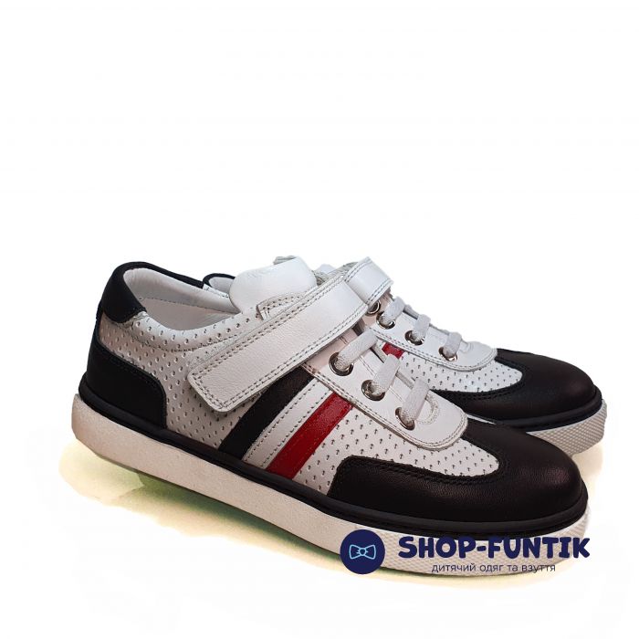 Кроссовки Tunel  белые с черными вставками 70107
