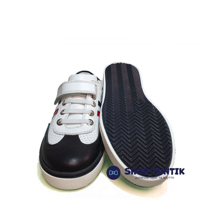 Кроссовки Tunel  белые с черными вставками 70107