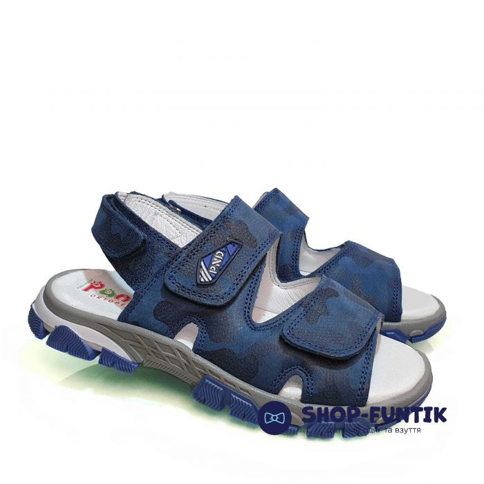 Сандалии  Panda темно-синие с принтом 0112