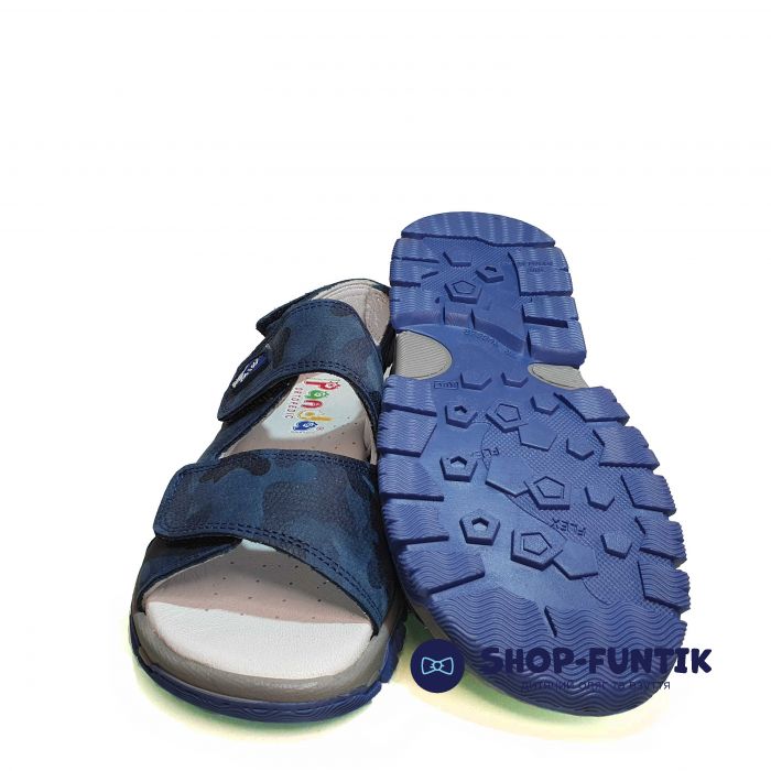 Сандалии  Panda темно-синие с принтом 0112