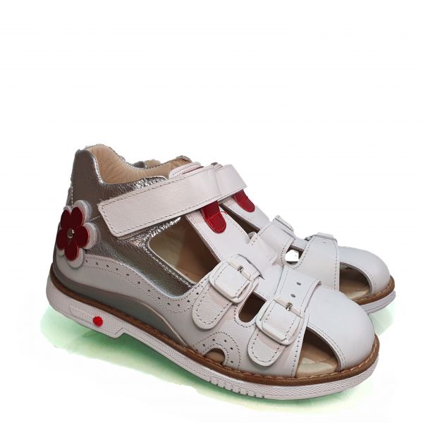 Сандалии Minimen серебристо-белые закрытые ВВ04