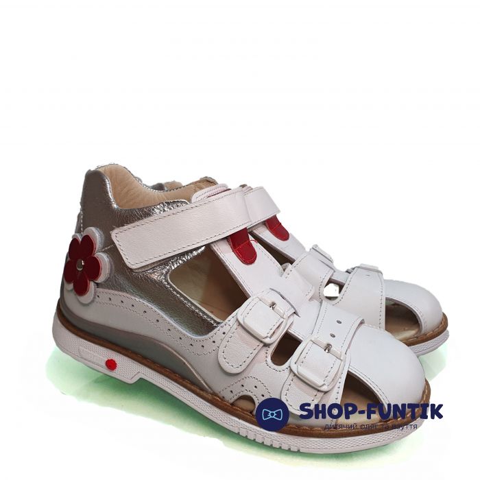 Сандалии Minimen серебристо-белые закрытые ВВ04