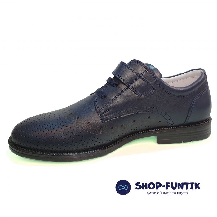 Туфли Тunel темно-синие с перфорацией 02-353