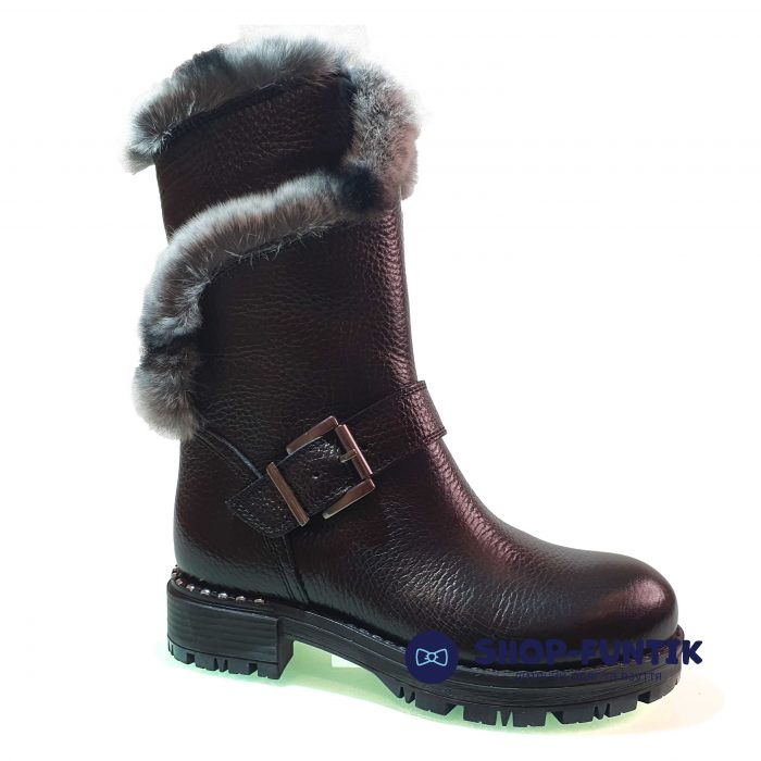 Сапоги Tunel черные с опушкой 1202