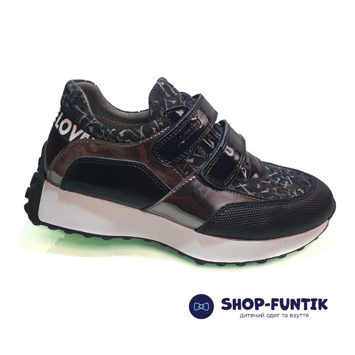 Кроссовки Tomini черные с вставками из лакированной кожи 17.2134 Р