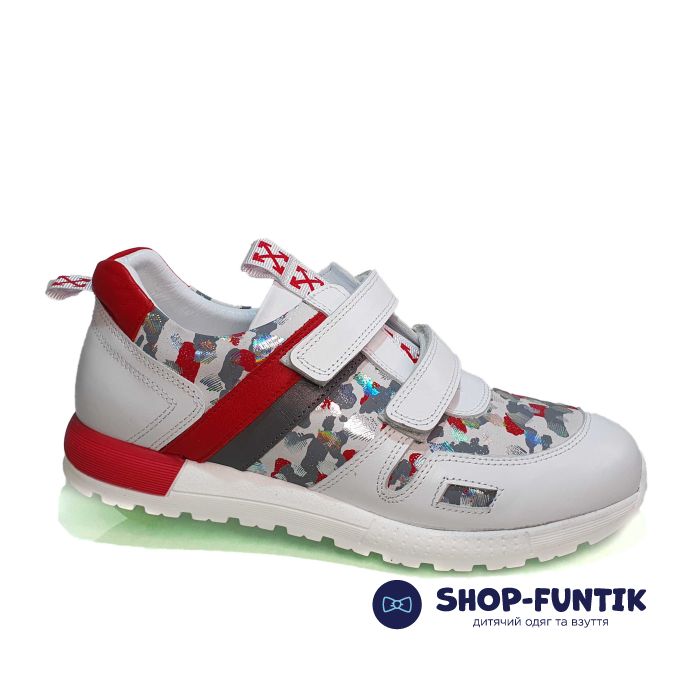 Кроссовки Panda белые с цветным принтом 001.9043