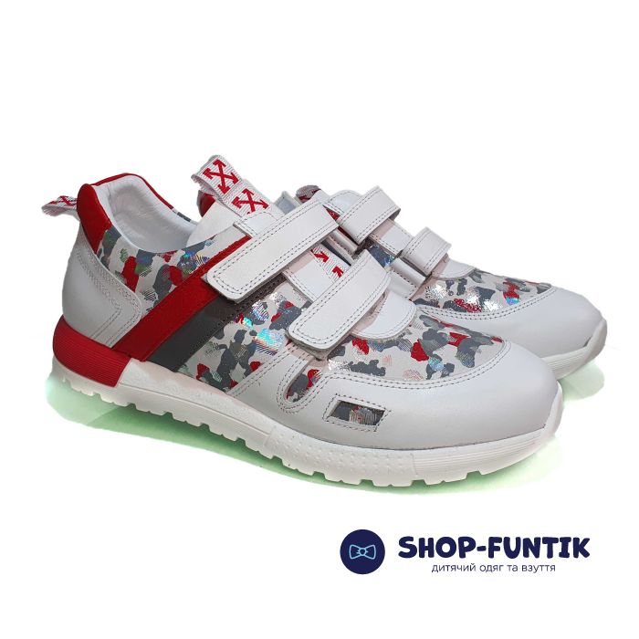 Кроссовки Panda белые с цветным принтом 001.9043