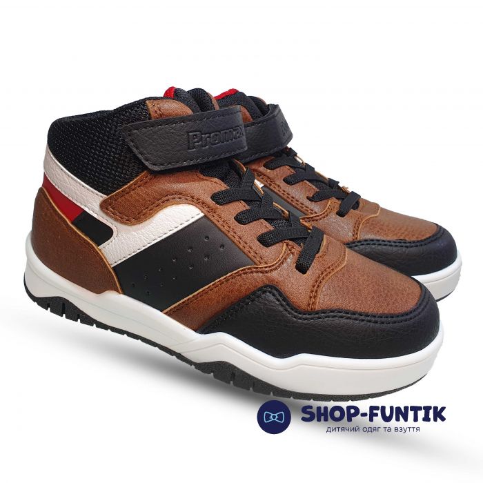 Ботинки  Promax черно-коричневые на белой подошве 18626