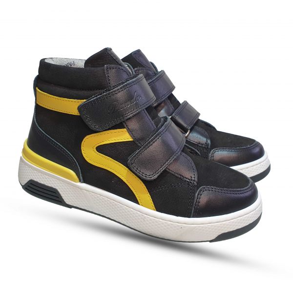 Ботинки Panda черные с желтыми вставками 2105 01