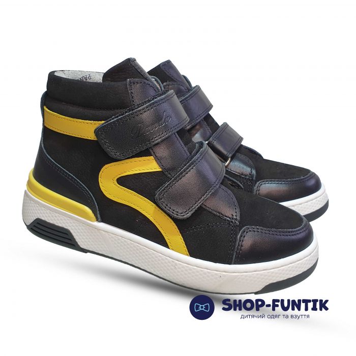 Ботинки Panda черные с желтыми вставками 2105 01