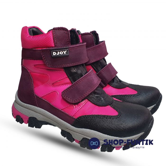 Ботинки Djoy черно-розовые 0587