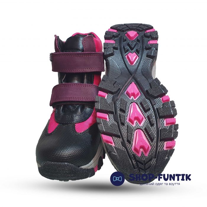 Ботинки Djoy черно-розовые 0587