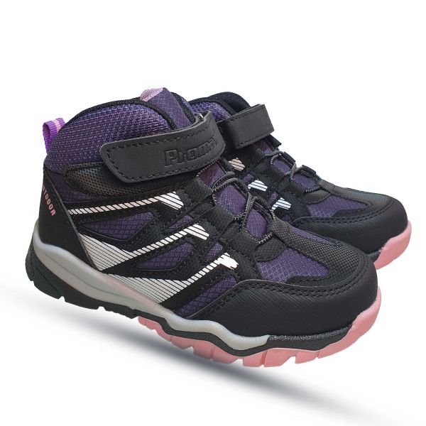 Кроссовки  Promax черно-фиолетовые с белыми вставками 18509