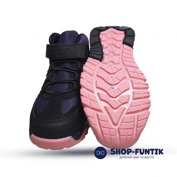 Кроссовки  Promax черно-фиолетовые с белыми вставками 18509