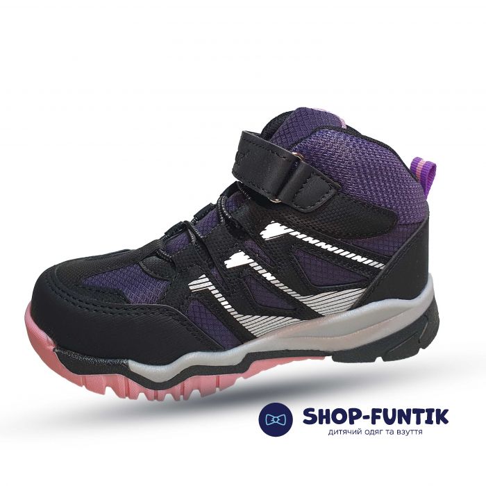 Кроссовки  Promax черно-фиолетовые с белыми вставками 18509