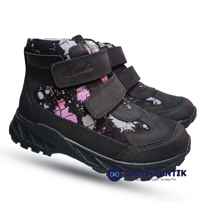 Ботинки Panda черные с цветным принтом 0103