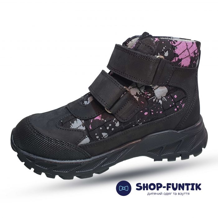 Ботинки Panda черные с цветным принтом 0103