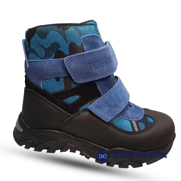 Ботинки Tofino черно-голубые с принтом 31451