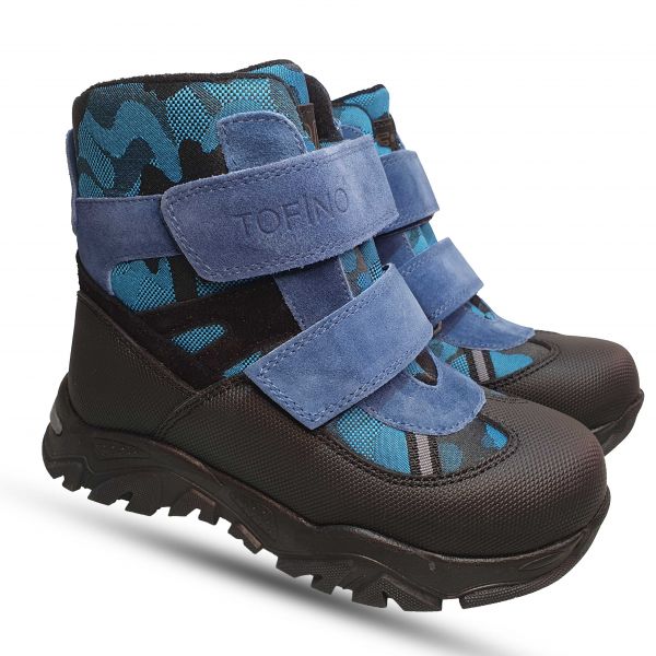 Ботинки Tofino черно-голубые с принтом 31451