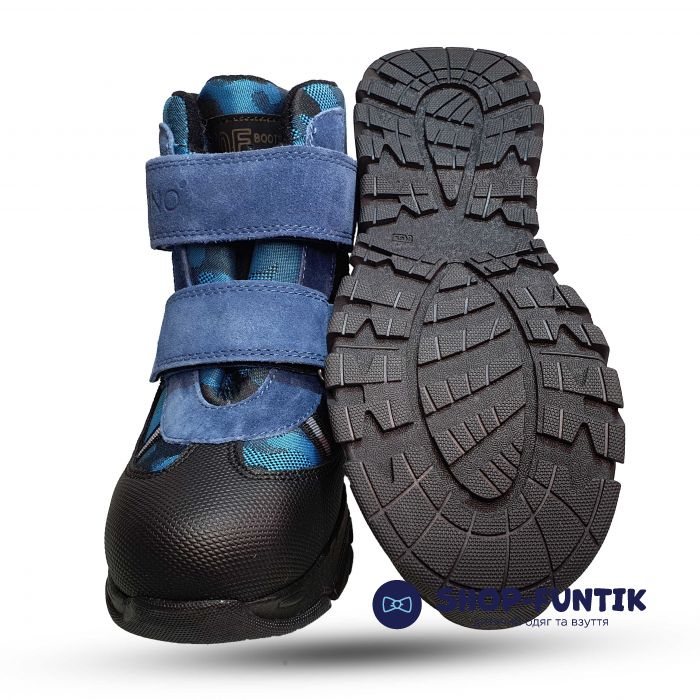 Ботинки Tofino черно-голубые с принтом 31451