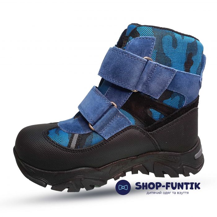 Ботинки Tofino черно-голубые с принтом 31451