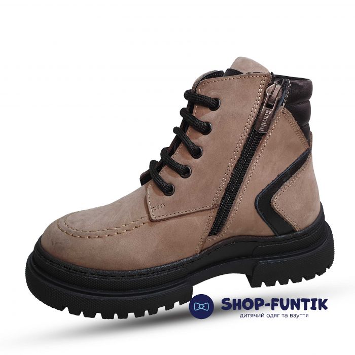 Ботинки Tomini бежевые на черной подошве 12001