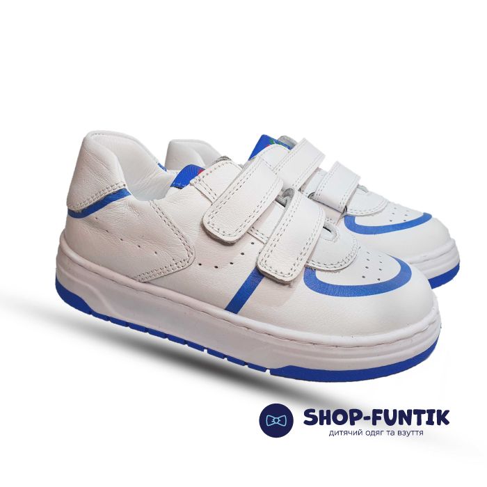 Кроссовки Tiflani белые с синим декором 1901