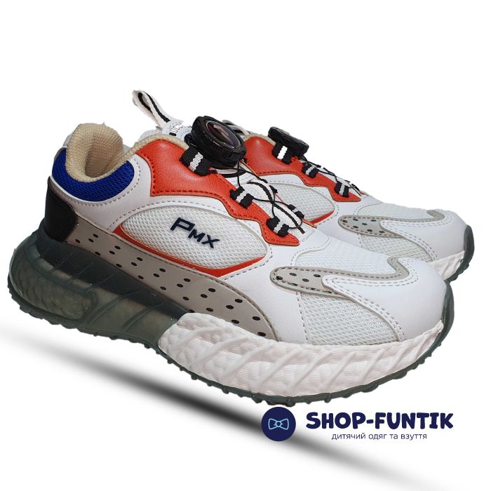 Кроссовки  Promax бело-серые с оранжевыми вставками 1937