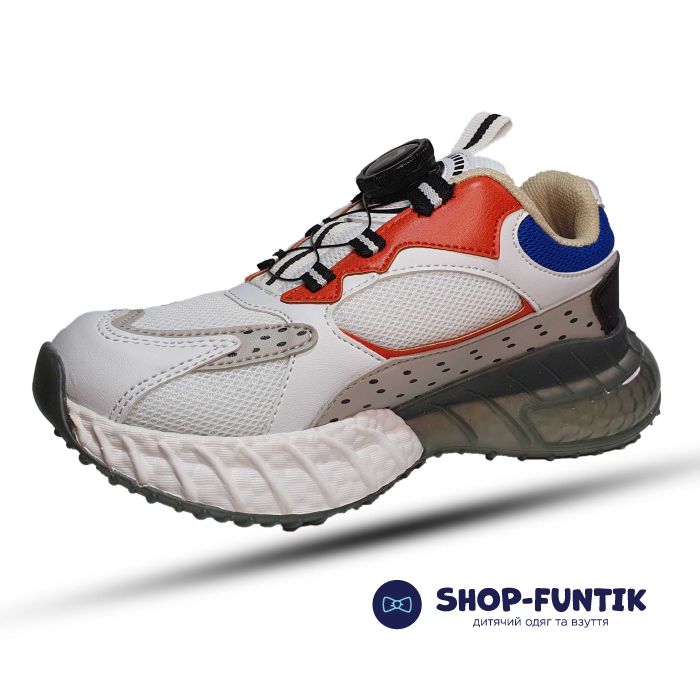 Кроссовки  Promax бело-серые с оранжевыми вставками 1937