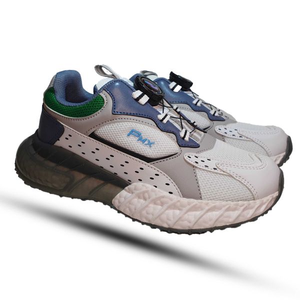 Кроссовки  Promax бело-серые с зеленым декором 1933