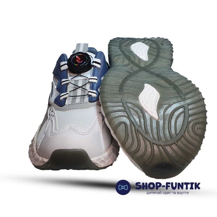 Кроссовки  Promax бело-серые с зеленым декором 1933