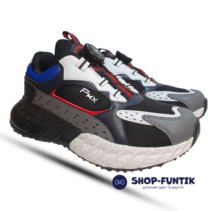 Кроссовки  Promax черно-белые с синими вставками 19333