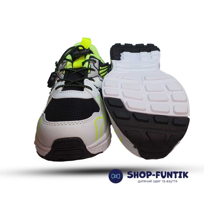 Кроссовки  Promax бело-черные с салатовым декором 1977