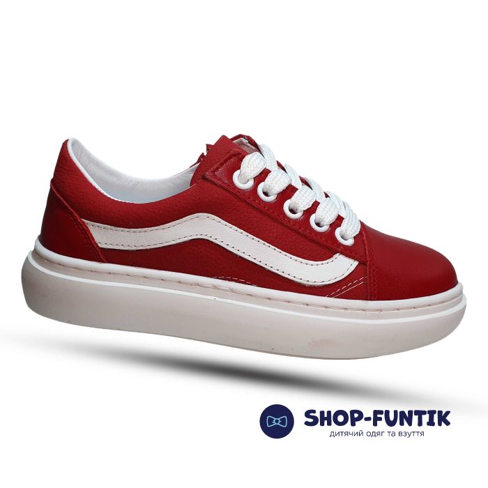 Кроссовки Tofino красные с белой полосой 1136